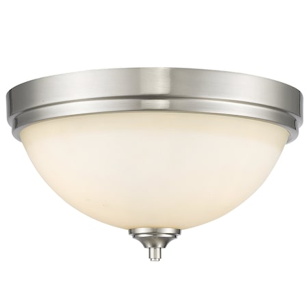 Z-Lite Bordeaux 3 Light Flush Mount, Brushed Nickel & Matte Opal 435F3-BN